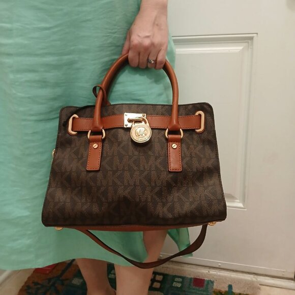Michael Kors Brown Signature Leather Satchel - Picture 1 of 7